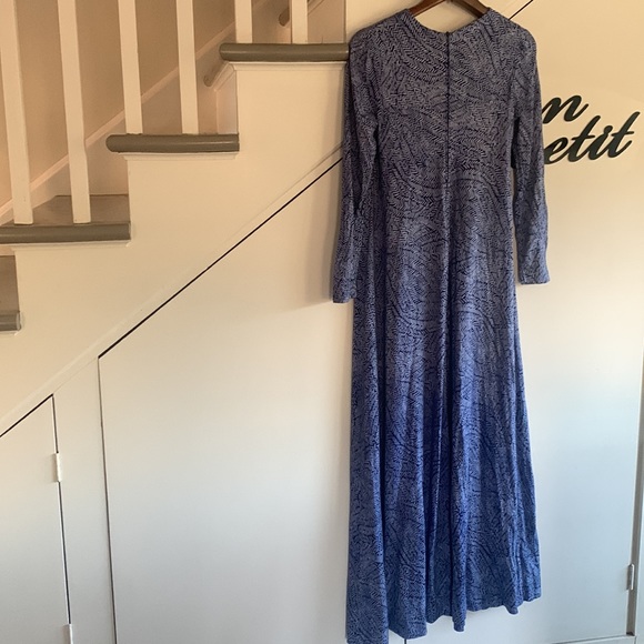 VINTAGE DVF Fit & Flare jersey Maxi - Dyed Blue print US M Est. - Picture 6 of 11